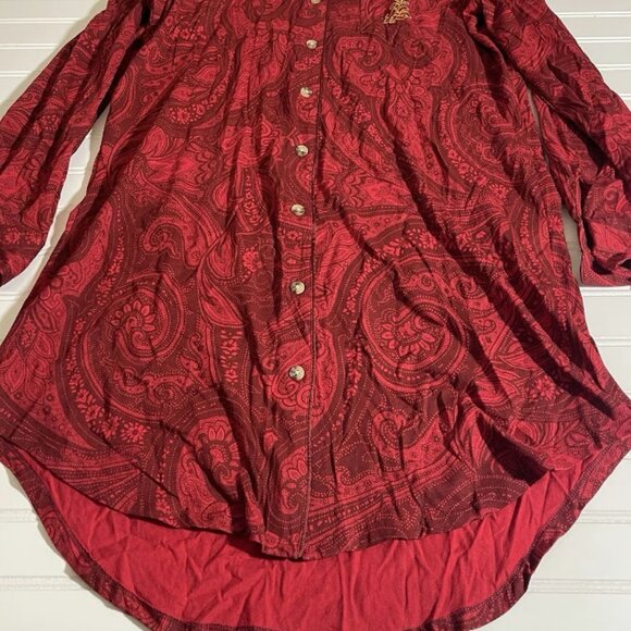 NWT Lauren Ralph Lauren Women’s Sz M Red Paisley Sleep Shirt Pajamas - Picture 2 of 12